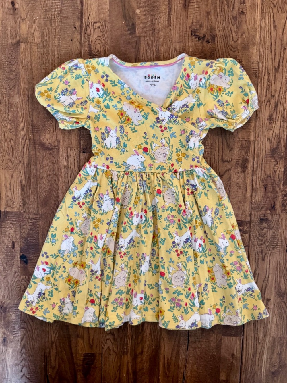 Mini Boden Girls Twirly Ballerina Spring Bunny Dress Floral Size 7 8